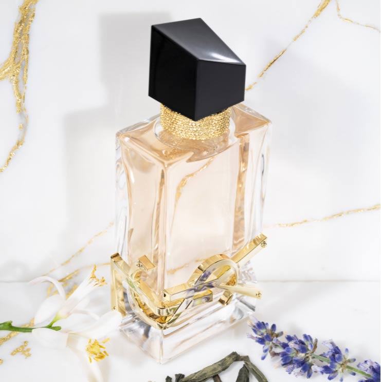 libre bottle with marble with lavender and marble
